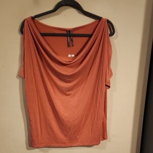 Anthropologie Draped Cold-Shoulder Tunic in Rust Orange
